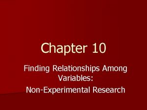 Chapter 10 Finding Relationships Among Variables NonExperimental Research