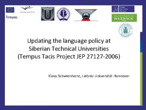 Updating the language policy at Siberian Technical Universities