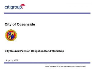 City of Oceanside City Council Pension Obligation Bond