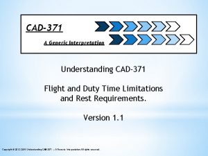 CAD371 A Generic Interpretation Understanding CAD371 Flight and