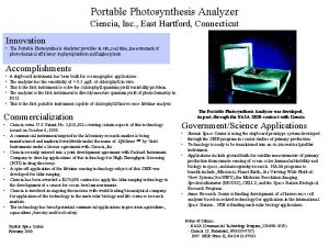 Portable Photosynthesis Analyzer Ciencia Inc East Hartford Connecticut