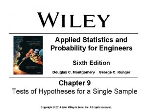 Applied Statistics and Probability for Engineers Sixth Edition