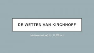 Wet van kirchhoff