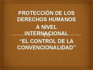 PROTECCIN DE LOS DERECHOS HUMANOS A NIVEL INTERNACIONAL