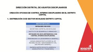 DIRECCIN DISTRITAL DE ASUNTOS DISCIPLINARIOS CREACIN OFICINAS DE