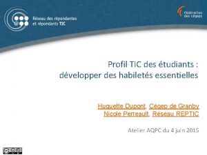 Profil TIC des tudiants dvelopper des habilets essentielles