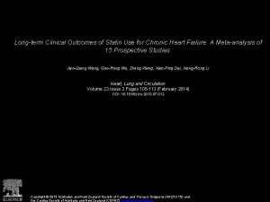 Longterm Clinical Outcomes of Statin Use for Chronic