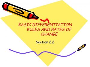 BASIC DIFFERENTIATION RULES AND RATES OF CHANGE Section