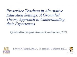 Preservice Teachers in Alternative Education Settings A Grounded