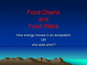 Food Chains and Food Webs How energy moves