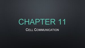 CHAPTER 11 CELL COMMUNICATION EXTERNAL SIGNALS ARE CONVERTED