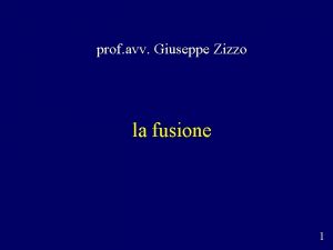 prof avv Giuseppe Zizzo la fusione 1 oggetto