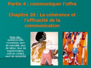 Partie 4 communiquer loffre Chapitre 20 La cohrence