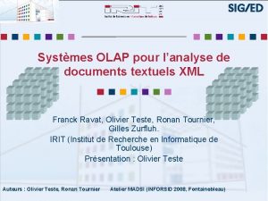 SIGED Systmes OLAP pour lanalyse de documents textuels