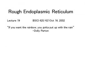 Rough Endoplasmic Reticulum Lecture 19 BSCI 420421 Oct