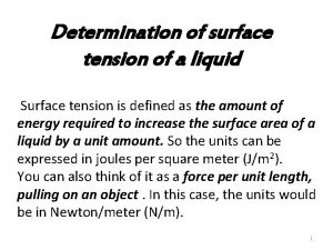 Determination of surface tension of a liquid Surface