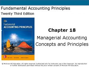 Fundamental Accounting Principles Twenty Third Edition Chapter 18