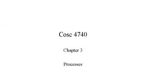 Cosc 4740 Chapter 3 Processes Process Concept An