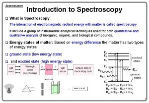 Spectroscopy q Introduction to Spectroscopy What is Spectroscopy