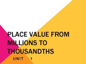 PLACE VALUE FROM MILLIONS TO THOUSANDTHS UNIT 1