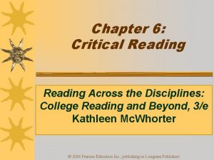 Chapter 6 Critical Reading Across the Disciplines College