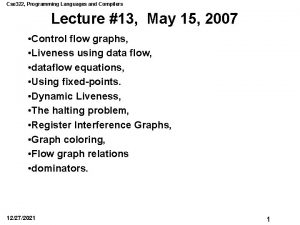 Cse 322 Programming Languages and Compilers Lecture 13