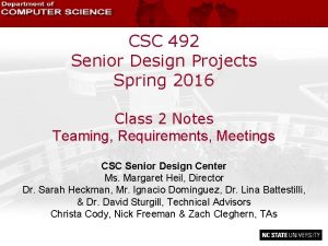 CSC 492 Senior Design Projects Spring 2016 Class