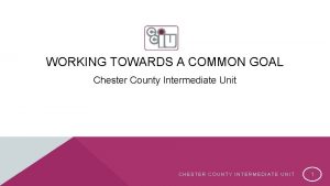 WORKING TOWARDS A COMMON GOAL Chester County Intermediate