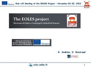 Kickoff Meeting of the EOLES Project November 20