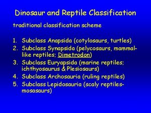 Dinosaur and Reptile Classification traditional classification scheme 1