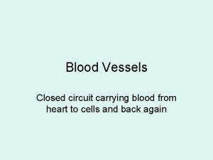 Blood Vessels Closed circuit carrying blood from heart