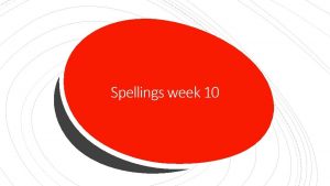 Spellings week 10 Monday This weeks rule is