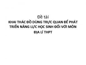 ti KHAI THC DNG TRC QUAN PHT TRIN
