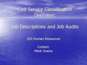 Civil Service Classification Overview Job Descriptions and Job