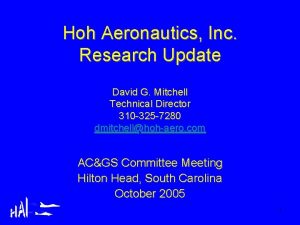 Hoh Aeronautics Inc Research Update David G Mitchell