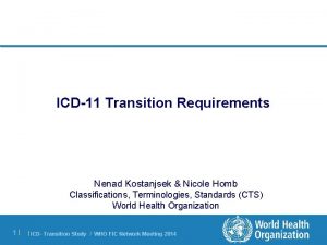 ICD11 Transition Requirements Nenad Kostanjsek Nicole Homb Classifications