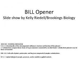 BILL Opener Slide show by Kelly RiedellBrookings Biology