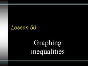 Lesson 50 Graphing inequalities Linear inequality in 1