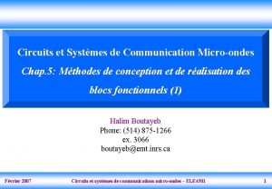 Circuits et Systmes de Communication Microondes Chap 5