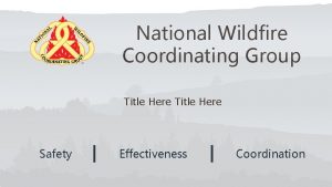 National Wildfire Coordinating Group Title Here Safety Effectiveness