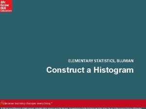 ELEMENTARY STATISTICS BLUMAN Construct a Histogram 2019 Mc