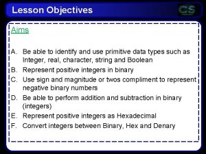 Lesson Objectives Aims A Be able to identify