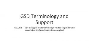 GSD Terminology and Support GSD 20 1 I