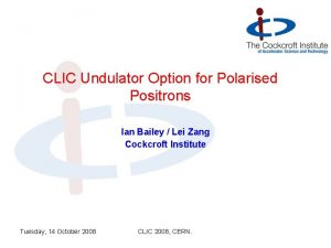 CLIC Undulator Option for Polarised Positrons Ian Bailey