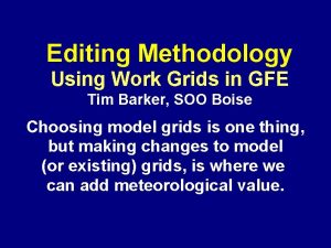 Editing Methodology Using Work Grids in GFE Tim