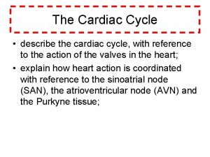 The Cardiac Cycle describe the cardiac cycle with