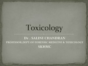 Toxicology Dr SALINI CHANDRAN PROFESSOR DEPT OF FORENSIC