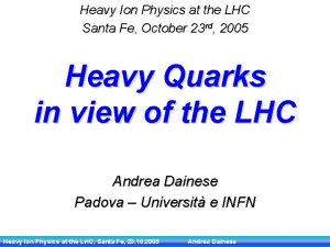 Heavy Ion Physics at the LHC Santa Fe