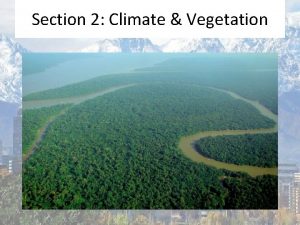 Section 2 Climate Vegetation 1 Climate Vegetation of