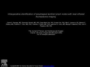 Intraoperative identification of esophageal sentinel lymph nodes with